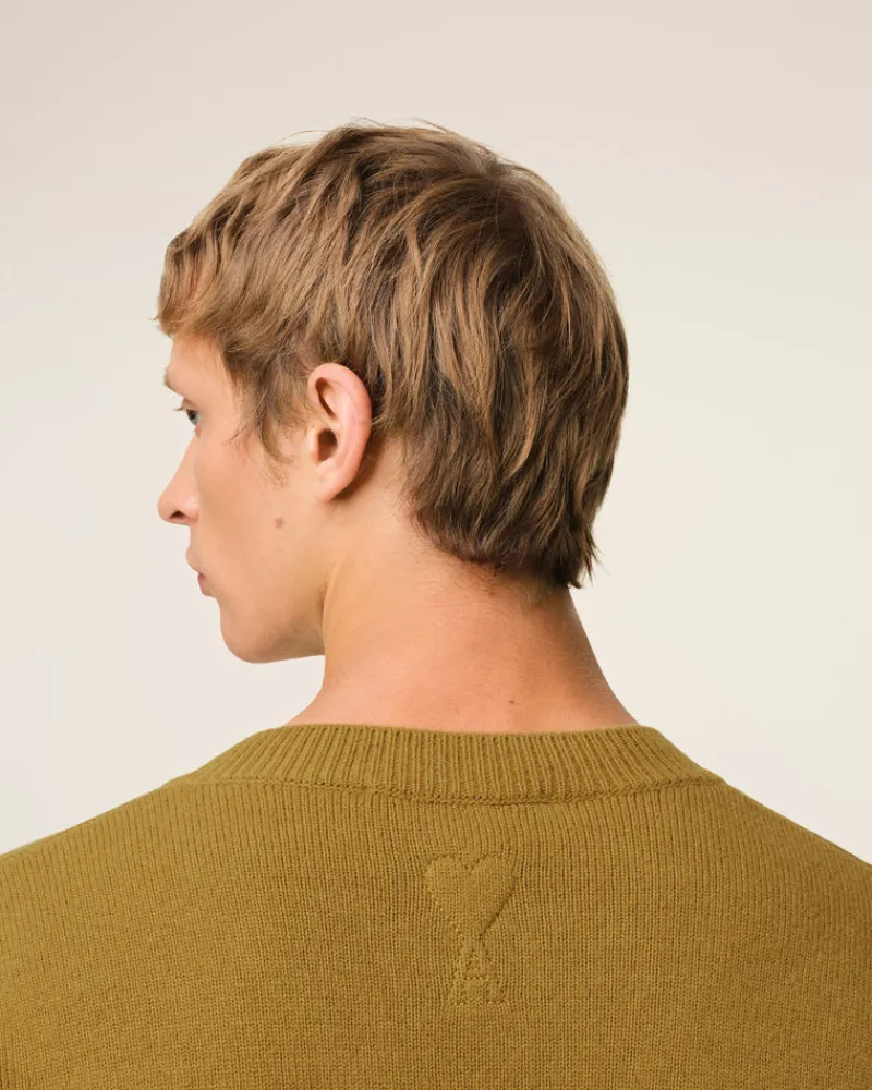 Best Sale Khaki Wool Knit Bicolor V Neck Sweater Sweaters & Cardigans | Ami De Coeur