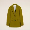 Clearance Khaki Wool Two Buttons Fitted Jacket Women Denim | Coats & Jackets