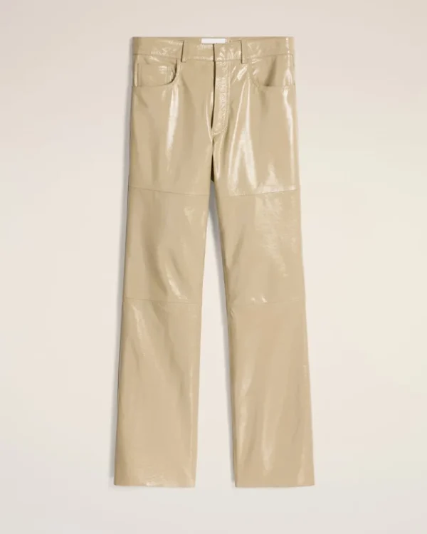 Cheap Leather Straight Fit Trousers Women Trousers