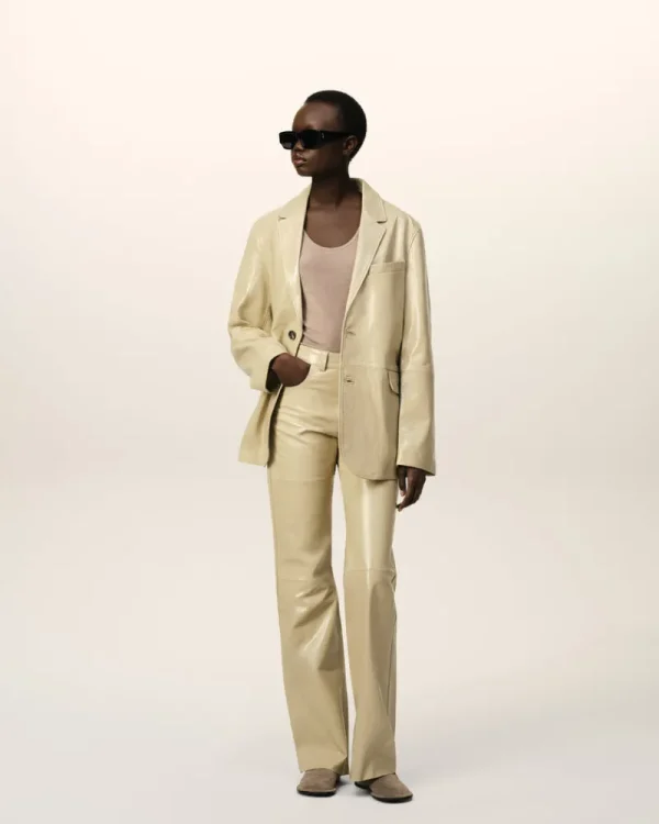 Cheap Leather Straight Fit Trousers Women Trousers