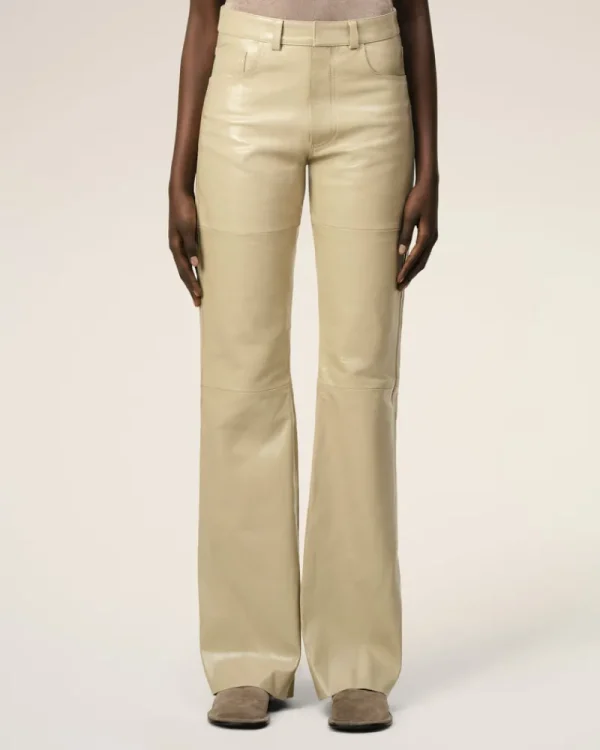 Cheap Leather Straight Fit Trousers Women Trousers