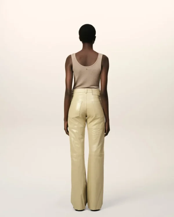 Cheap Leather Straight Fit Trousers Women Trousers