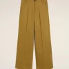 Cheap Mustard Cotton Baggy Fit Trousers Women Trousers