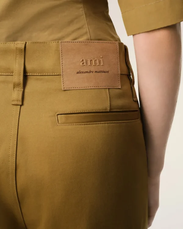 Cheap Mustard Cotton Baggy Fit Trousers Women Trousers