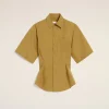 Best Mustard Cotton Short Sleeve Shirt Women Shirts