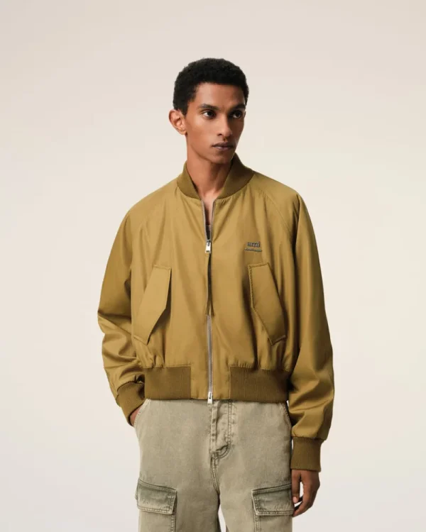Hot Mustard Twill Bomber Coats & Jackets
