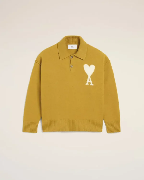 Best Sale Mustard Wool Ami de Coeur Polo Women Sweaters & Cardigans | Ami De Coeur