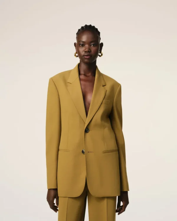 Sale Mustard Wool Semi-Lined Jacket Women Denim | Coats & Jackets