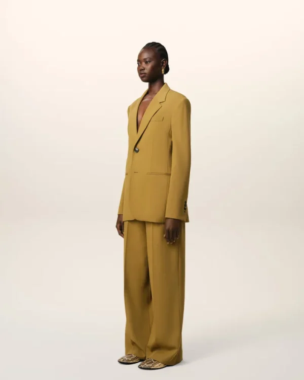 Sale Mustard Wool Semi-Lined Jacket Women Denim | Coats & Jackets