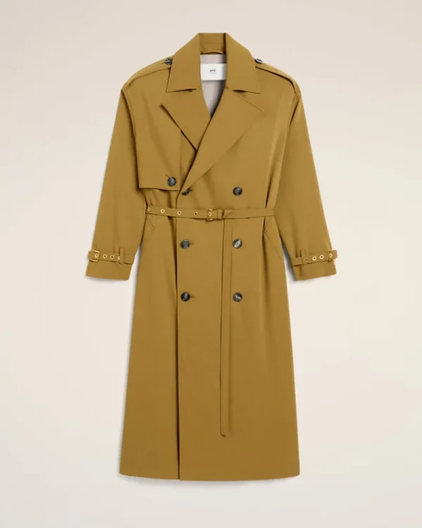 Cheap Mustard Wool Trench Coat Women Coats & Jackets
