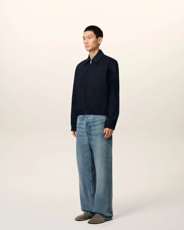 Shop Navy Cotton Ami de Coeur Zipped Jacket Coats & Jackets | Ami De Coeur