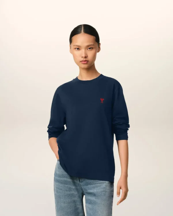 Discount Navy Cotton Ami de Cœur T-Shirt Women T-shirts & Polos | Ami De Coeur