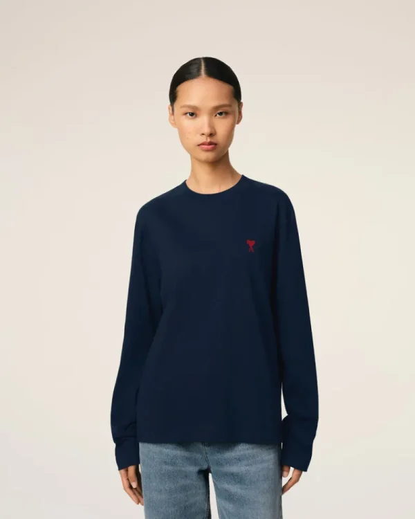Discount Navy Cotton Ami de Cœur T-Shirt Women T-shirts & Polos | Ami De Coeur