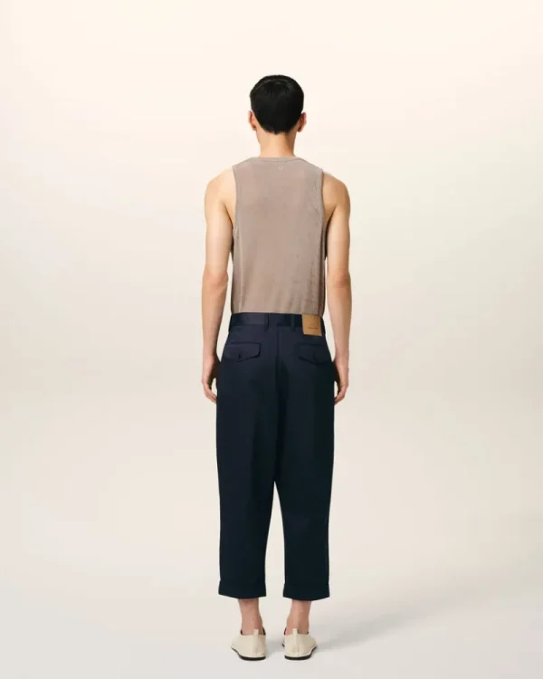 Cheap Navy Cotton Carrot Oversized Trousers Trousers