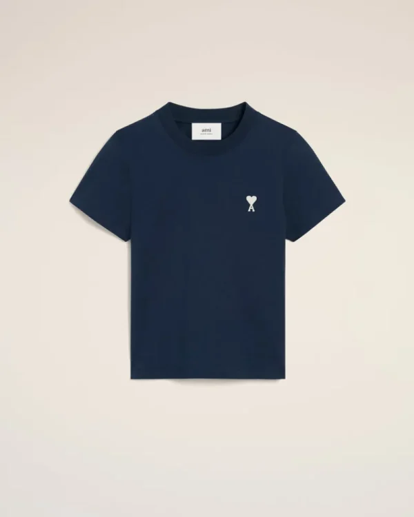 Cheap Navy Cotton Cropped T-Shirt Women T-shirts & Tops | Ami De Coeur