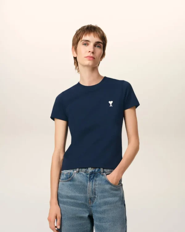 Cheap Navy Cotton Cropped T-Shirt Women T-shirts & Tops | Ami De Coeur