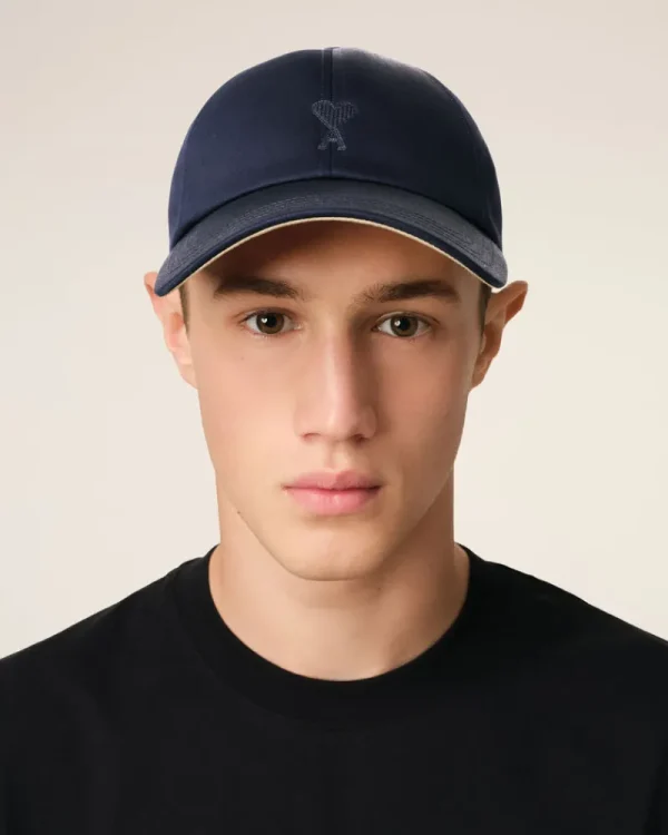 Fashion Navy Cotton Tonal Ami de Coeur Embroidery Cap Women Caps | Ami De Coeur