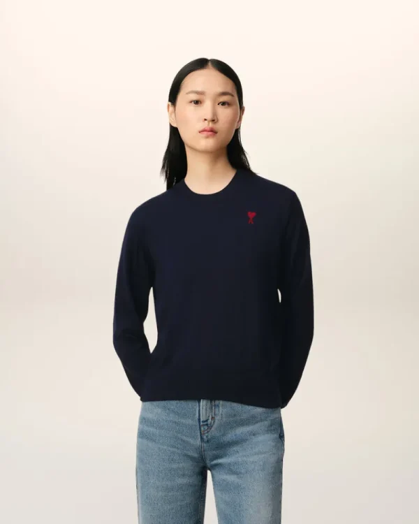 Best Navy Wool Ami de Coeur Crew Neck Sweater Women Sweaters & Cardigans | Ami De Coeur