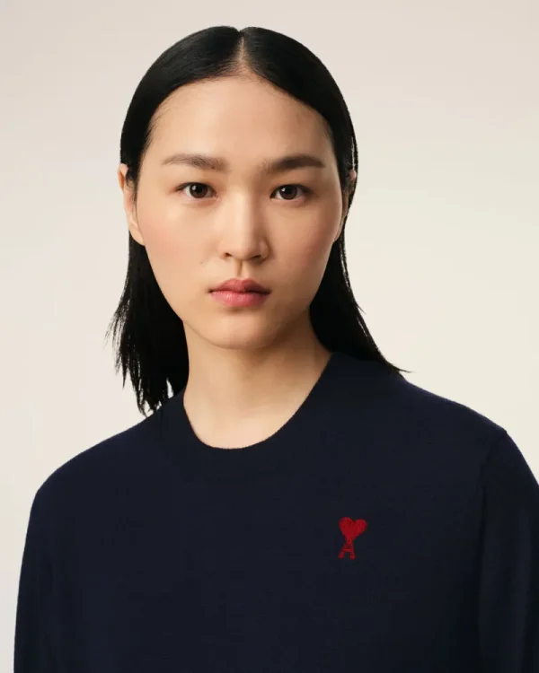 Best Navy Wool Ami de Coeur Crew Neck Sweater Women Sweaters & Cardigans | Ami De Coeur