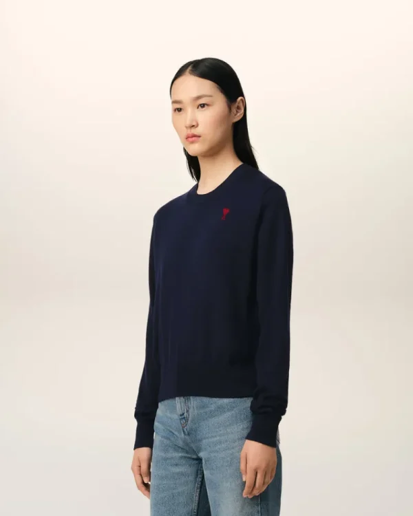 Best Navy Wool Ami de Coeur Crew Neck Sweater Women Sweaters & Cardigans | Ami De Coeur