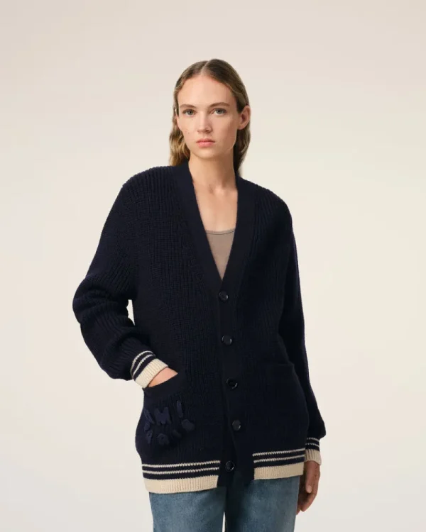 Best Navy Wool Ribbed Sweater Women Sweaters & Cardigans | Ami De Coeur