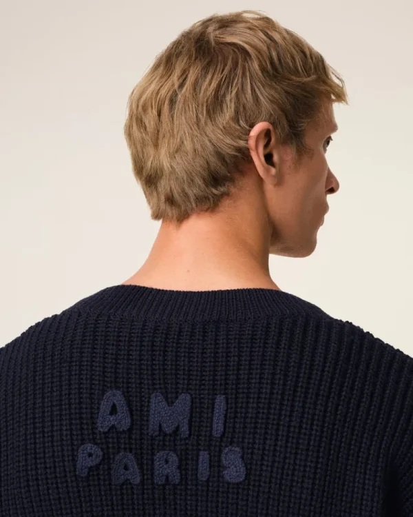 New Navy Wool Ribbed V Neck Sweater Women Sweaters & Cardigans | Ami De Coeur
