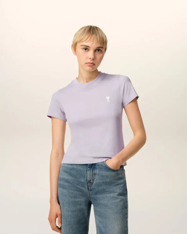 New Purple Cotton Cropped T-Shirt Women T-shirts & Tops | Ami De Coeur