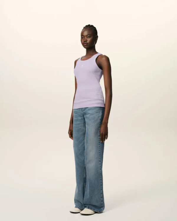 Cheap Purple Cotton Rib Ami de Coeur Tanktop Women T-shirts & Tops | Ami De Coeur