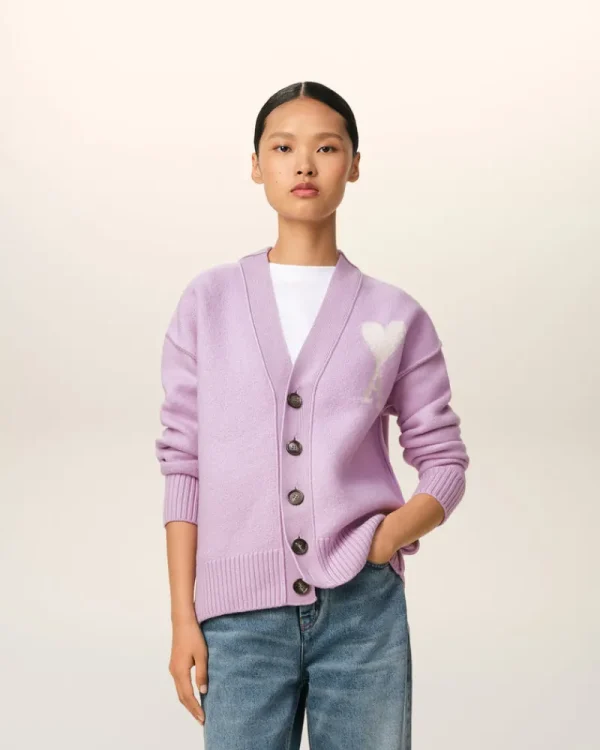 Sale Purple Wool Ami de Coeur Cardigan Women Sweaters & Cardigans | Ami De Coeur