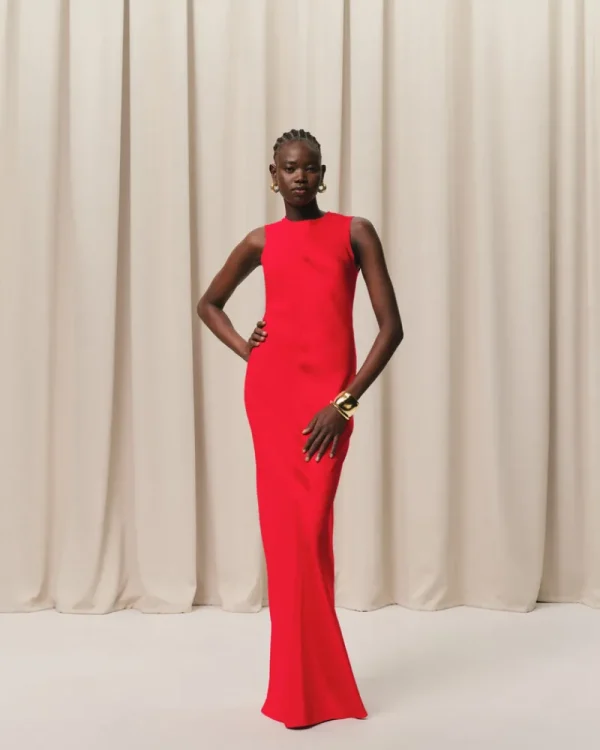 Cheap Red Long Straight Dress Women Dresses & Jumpsuits