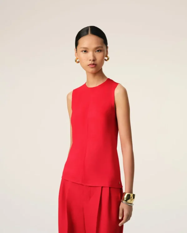 Cheap Red Sleeveless Top Women T-shirts & Tops