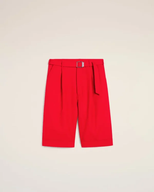 Shop Red Wool Cargo Bermuda Short Shorts