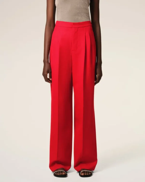Best Red Wool High Waist Large Trousers Women Denim | Trousers