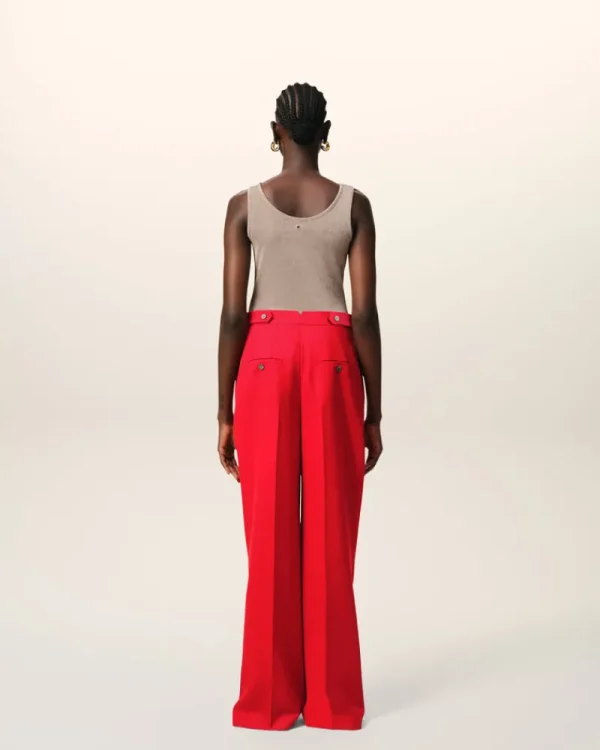 Best Red Wool High Waist Large Trousers Women Denim | Trousers