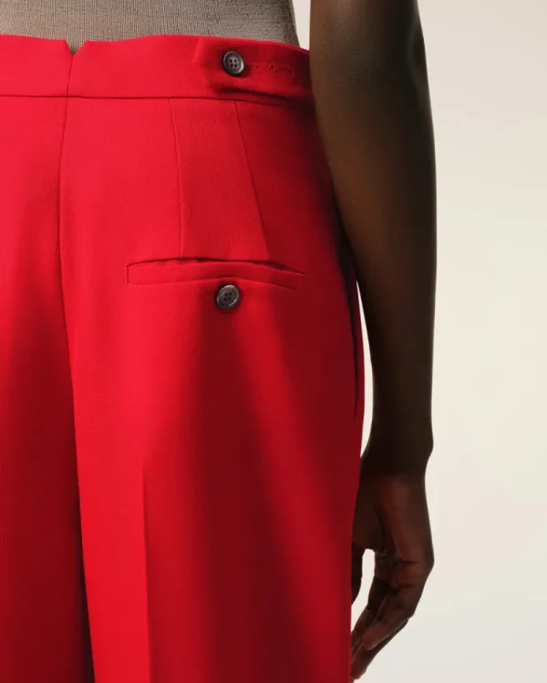 Best Red Wool High Waist Large Trousers Women Denim | Trousers