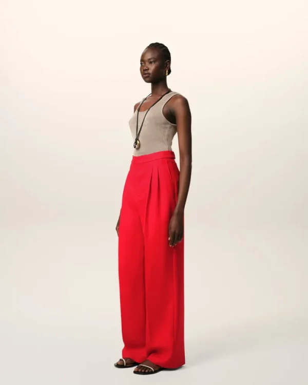 Best Red Wool High Waist Large Trousers Women Denim | Trousers