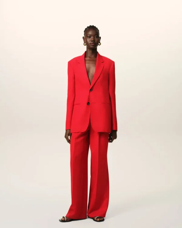 Flash Sale Red Wool Semi-Lined Jacket Women Denim | Coats & Jackets