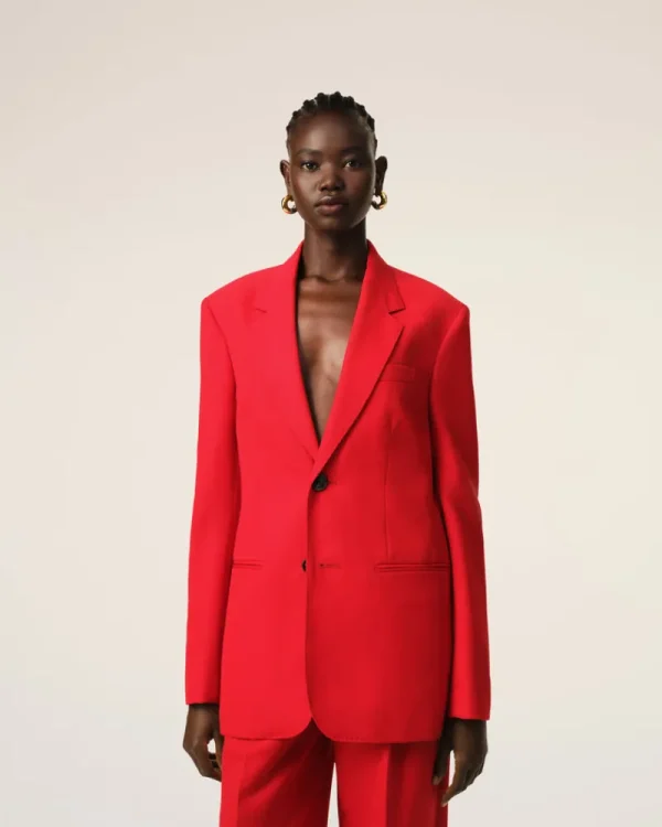 Flash Sale Red Wool Semi-Lined Jacket Women Denim | Coats & Jackets