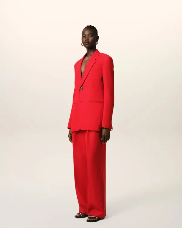 Flash Sale Red Wool Semi-Lined Jacket Women Denim | Coats & Jackets