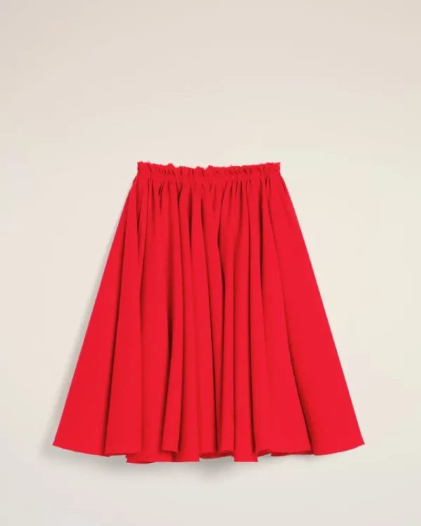 New Red Wool Skirt With Godets Women Shorts & Skirts
