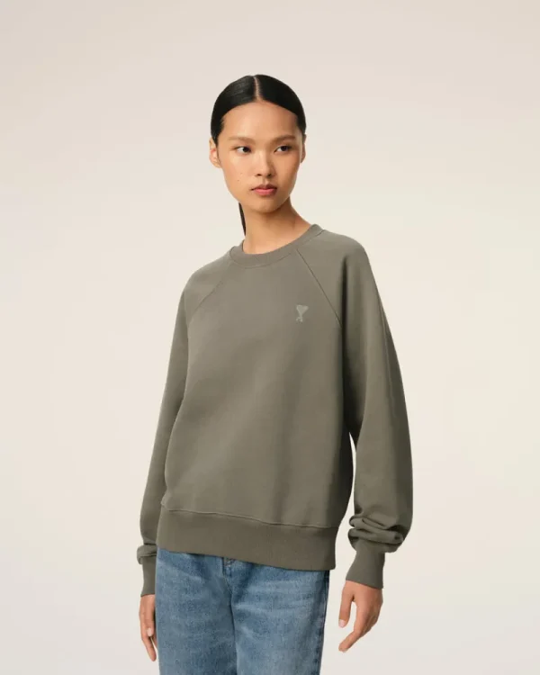 Best Taupe Cotton Tonal Ami de Coeur Sweatshirt Women Sweatshirts & Hoodies | Ami De Coeur
