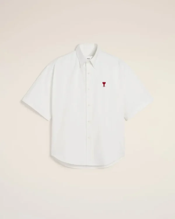 Fashion White Cotton Boxy Fit Short Sleeves Shirt Shirts | Ami De Coeur