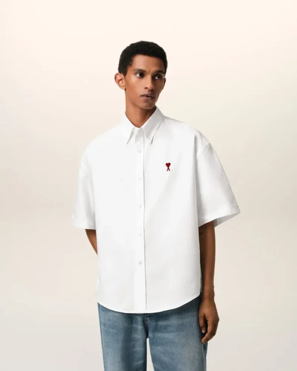Fashion White Cotton Boxy Fit Short Sleeves Shirt Shirts | Ami De Coeur