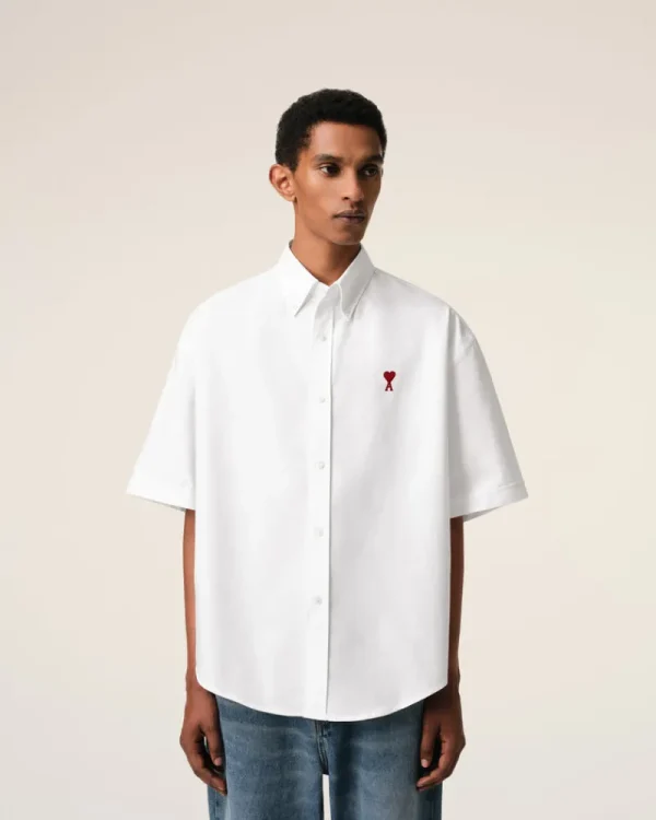 Fashion White Cotton Boxy Fit Short Sleeves Shirt Shirts | Ami De Coeur