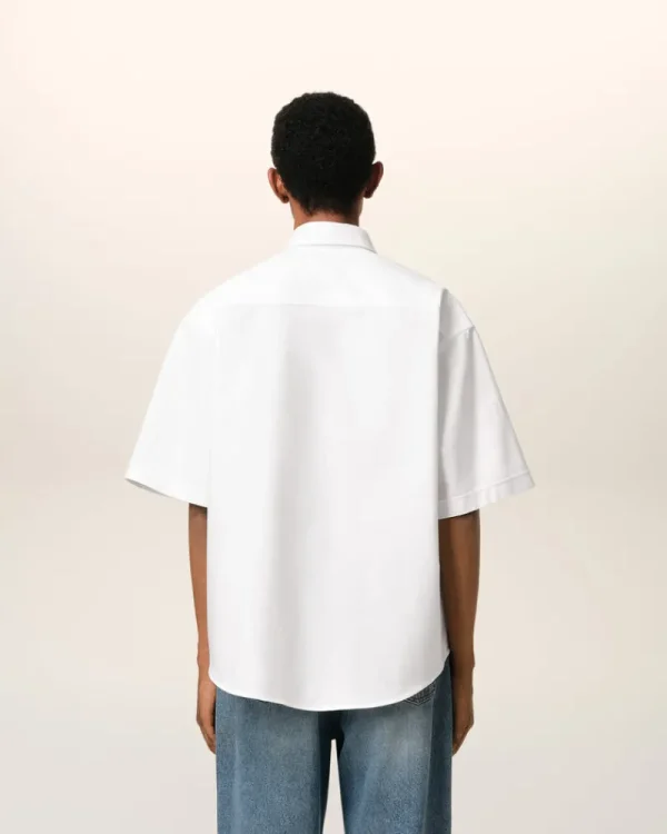 Fashion White Cotton Boxy Fit Short Sleeves Shirt Shirts | Ami De Coeur