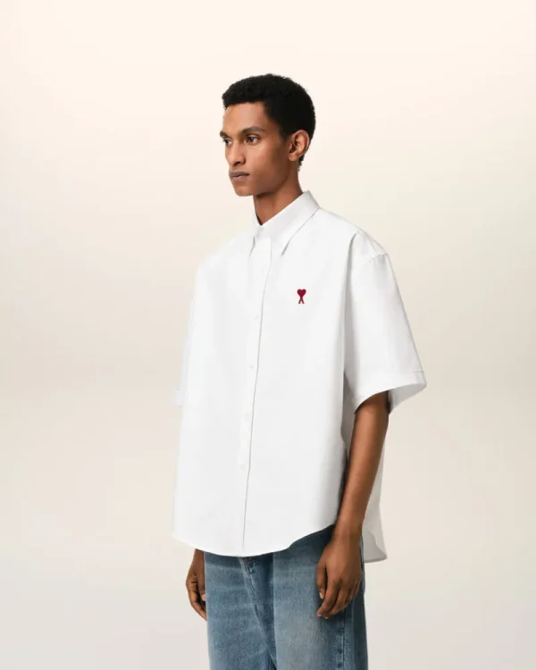 Fashion White Cotton Boxy Fit Short Sleeves Shirt Shirts | Ami De Coeur