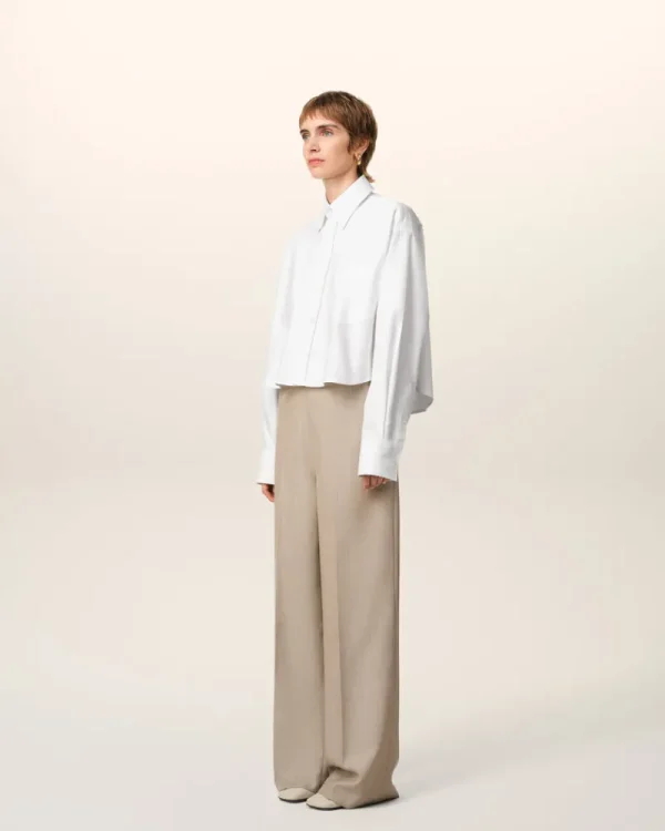 Online White Cotton Cropped Oversized Shirt Women Shirts | Ami De Coeur