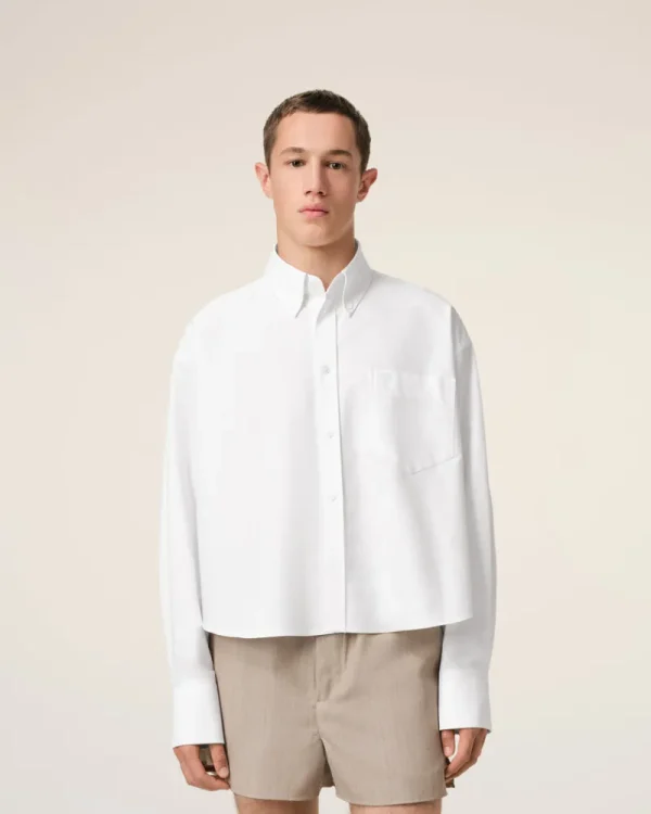 Online White Cotton Cropped Oversized Shirt Women Shirts | Ami De Coeur