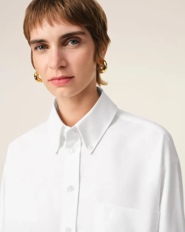 Online White Cotton Cropped Oversized Shirt Women Shirts | Ami De Coeur