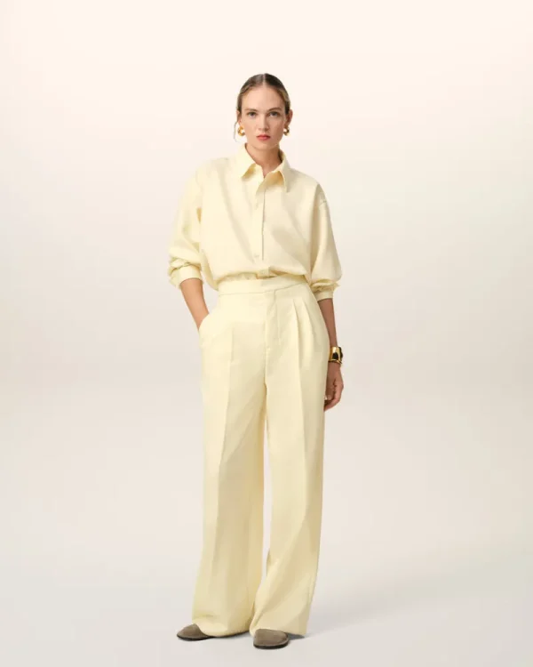 Clearance Yellow Wool High Waist Large Trousers Women Denim | Trousers